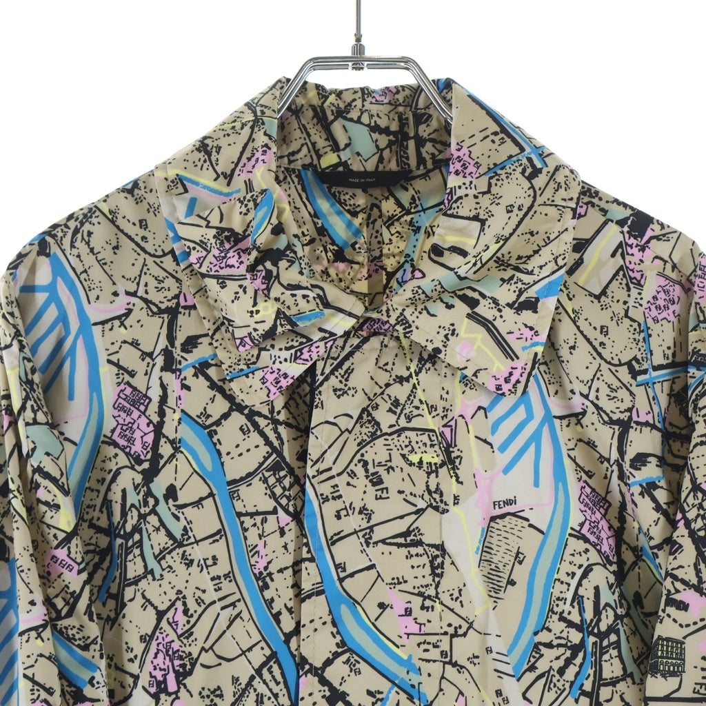 FENDI(フェンディ) Printed Trench Coat プリントデザイン トレンチコート ブラウン FF0647 AIA9