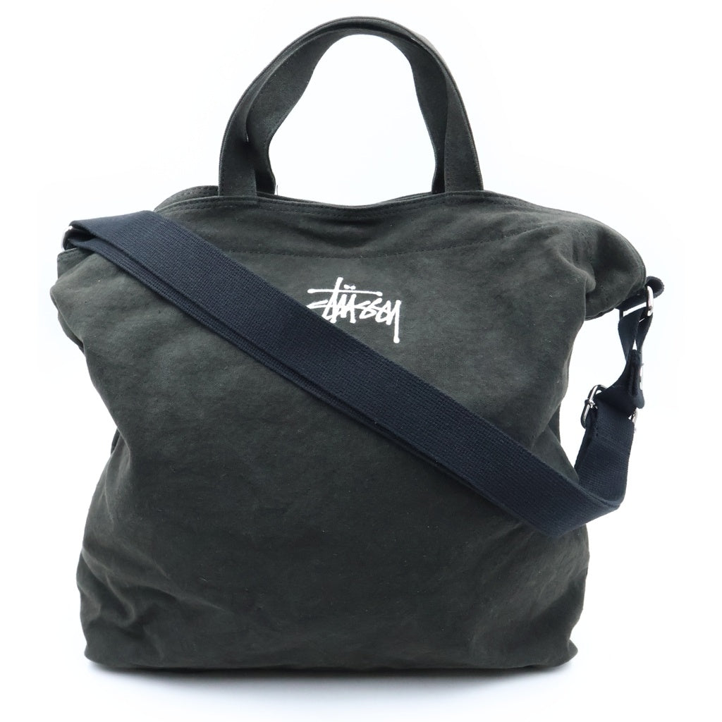 STUSSY(ステューシー) CANVAS CROSSBODY BAG ロゴ刺繍 キャンバス クロスボディバッグ ブラック レディース