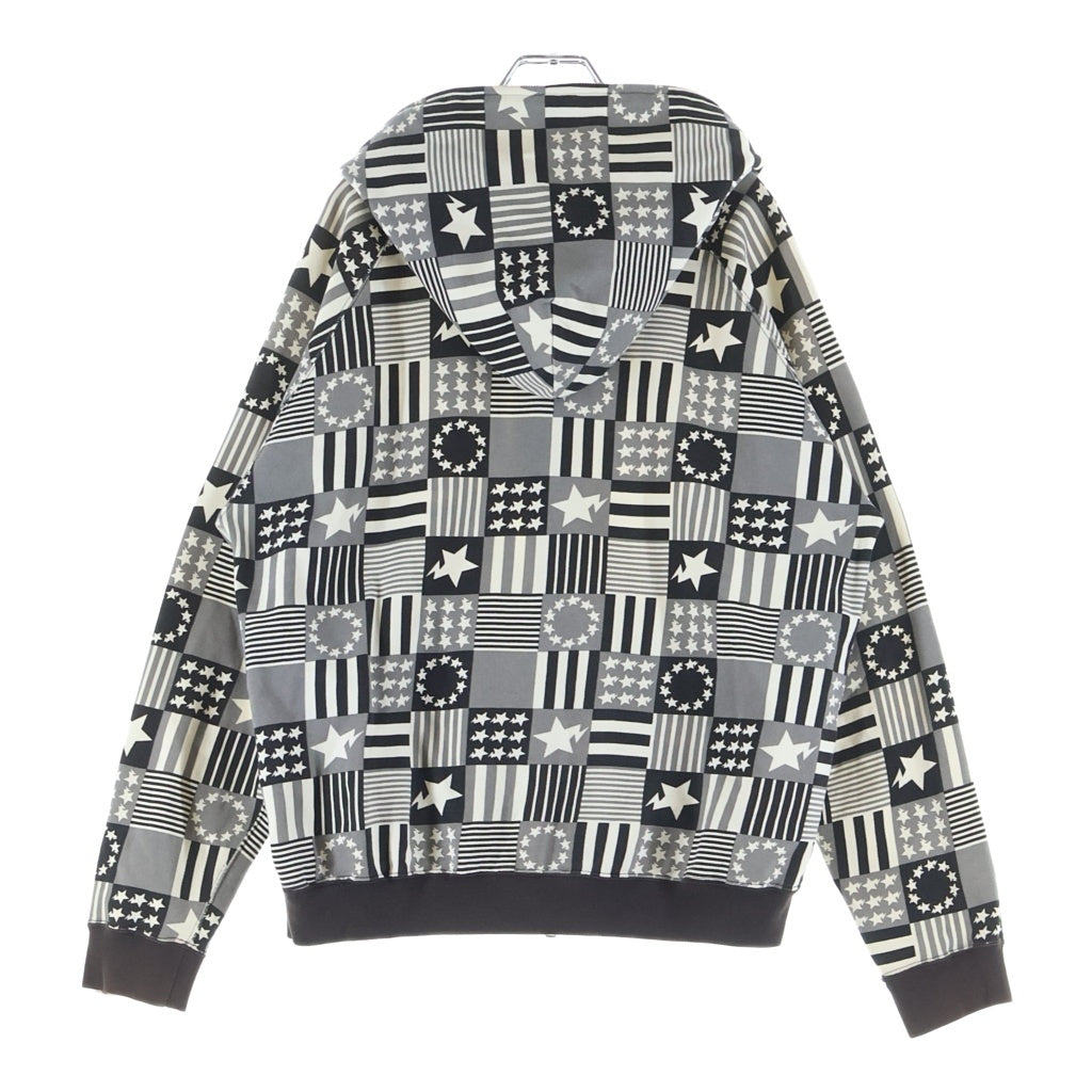 A BATHING APE(アベイシングエイプ) スターモチーフ 総柄 フーデッド ジップアップ スウェット パーカー ブラック