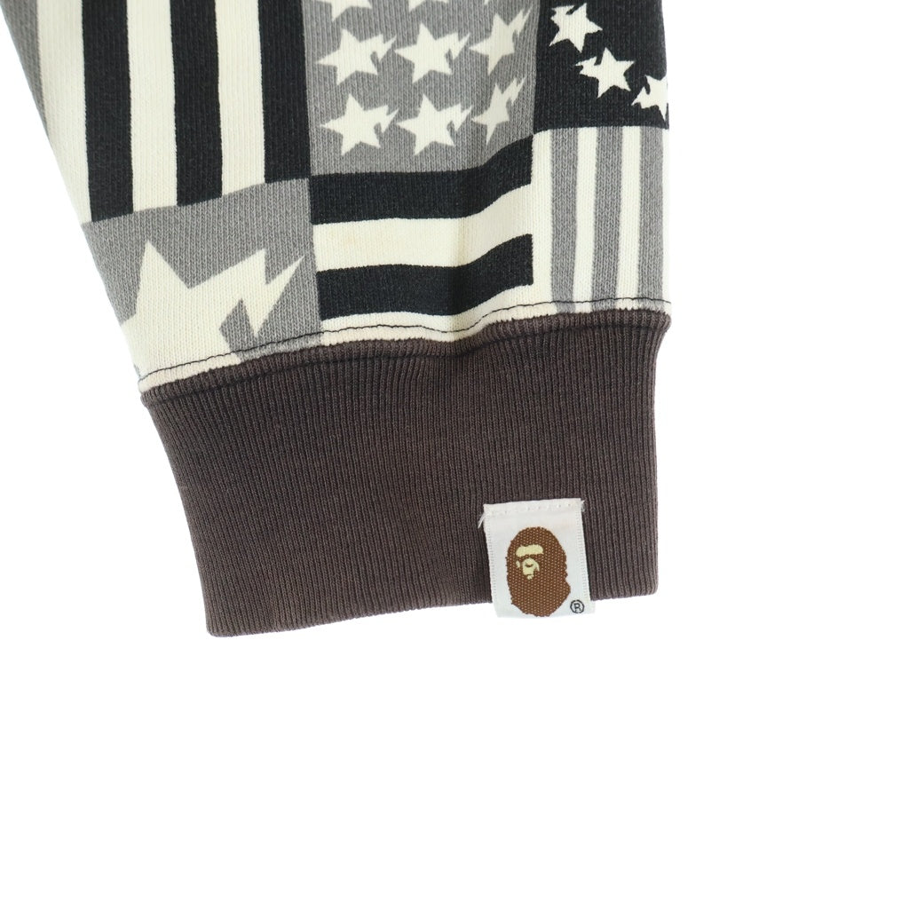 A BATHING APE(アベイシングエイプ) スターモチーフ 総柄 フーデッド ジップアップ スウェット パーカー ブラック