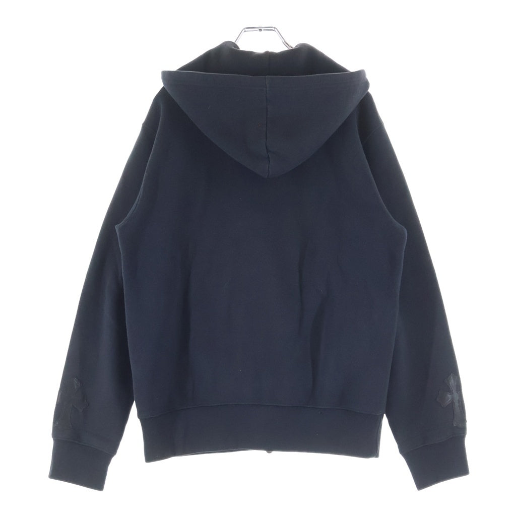 CHROME HEARTS(クロムハーツ) 袖クロスパッチ ダブルジップアップ フーデッド スウェット パーカー ブラック