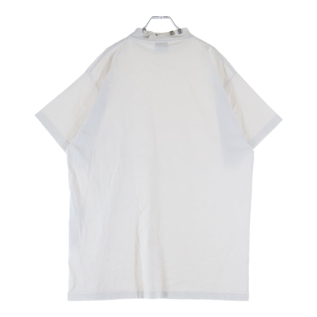 BALENCIAGA(バレンシアガ) ピアス装飾 ダメージ加工 半袖Tシャツ カットソー ホワイト 761460 TPVD4