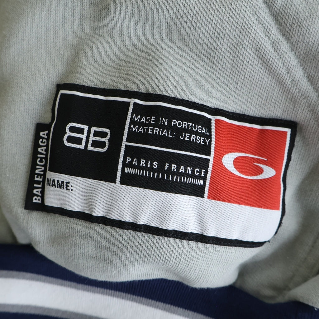 BALENCIAGA(バレンシアガ) 25AW 3b Football Polo Hoodie 827939 TTVQ8 フットボール ポロ プルオーバーパーカー グレー