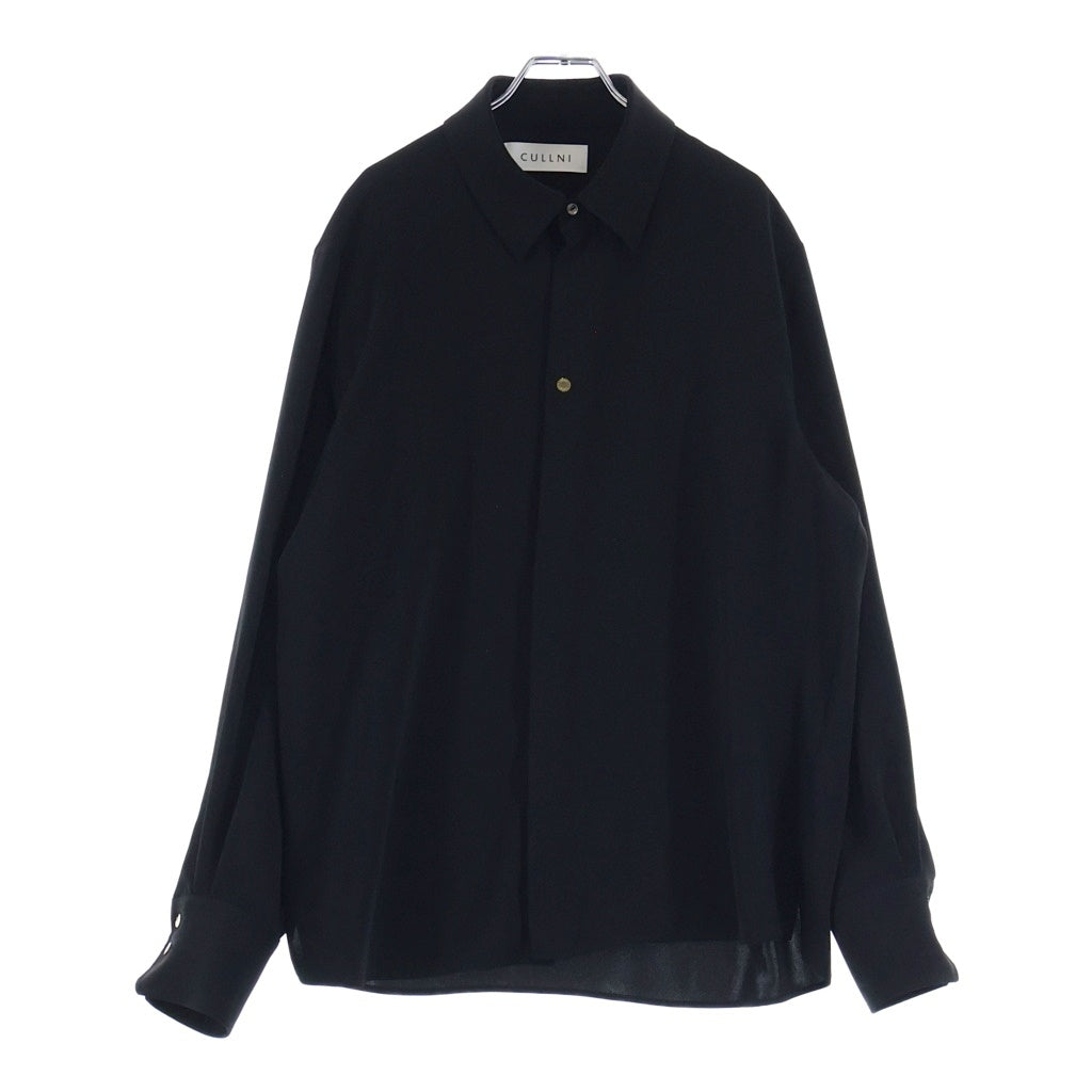 CULLNI(クルニ) 24AW Double Satin Bowtie Shirt ダブルサテンボウタイ長袖シャツ ブラック 24-AW-023B