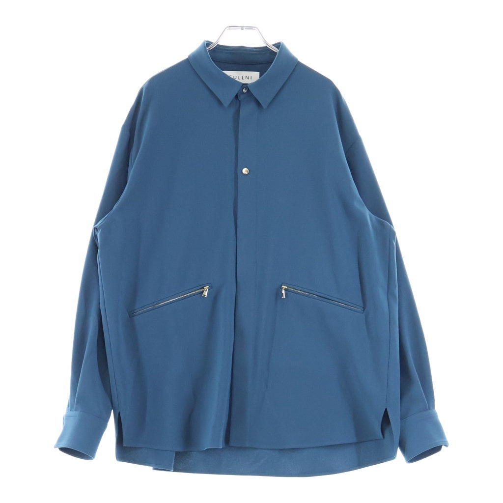 CULLNI(クルニ) 24AW Double Cloth Zip Pocket Shirt ダブルクロス ジップポケット長袖シャツ ブルー 24-AW-011
