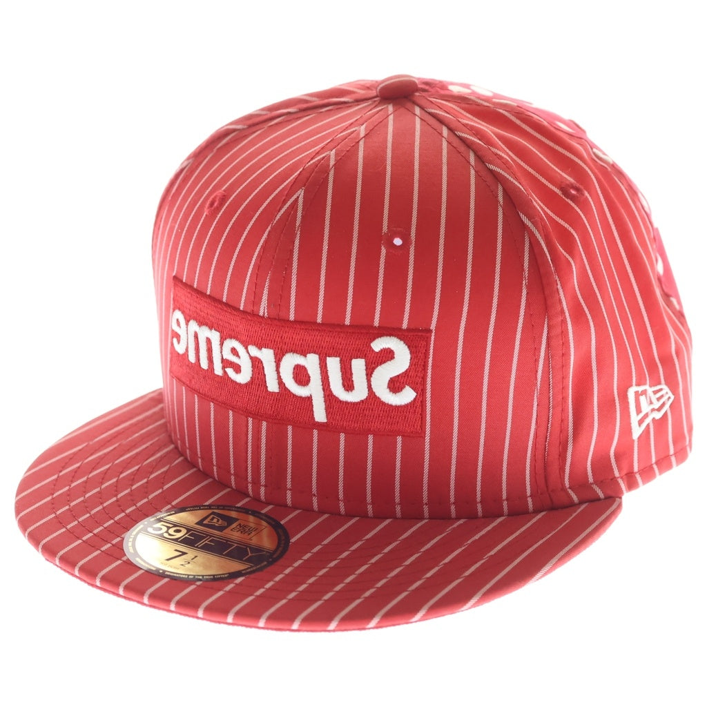 SUPREME(シュプリーム) 14SS ×COMME des GARCONS SHIRT ×New Era Box Logo Cap ×コムデギャルソンシャツ ×ニューエラ ボックスロゴキャップ ロゴ刺繍6パネルベースボールキャップ 帽子