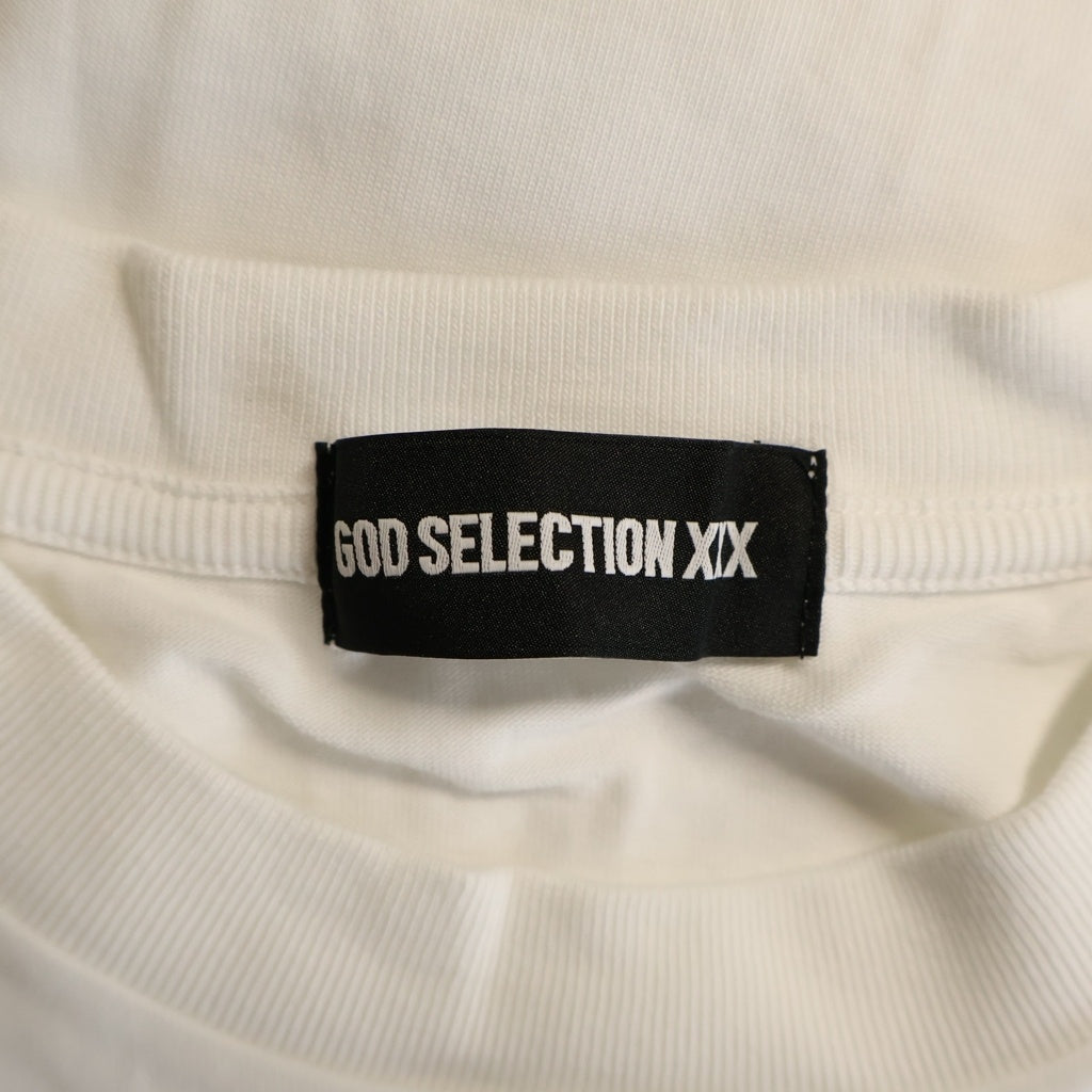 GOD SELECTION XXX(ゴッドセレクショントリプルエックス) 21SS Be My guest SEQUEL ビーマイゲスト ロゴデザイン クルーネック カットソー 半袖Tシャツ ホワイト GX-S21-BMGST-02