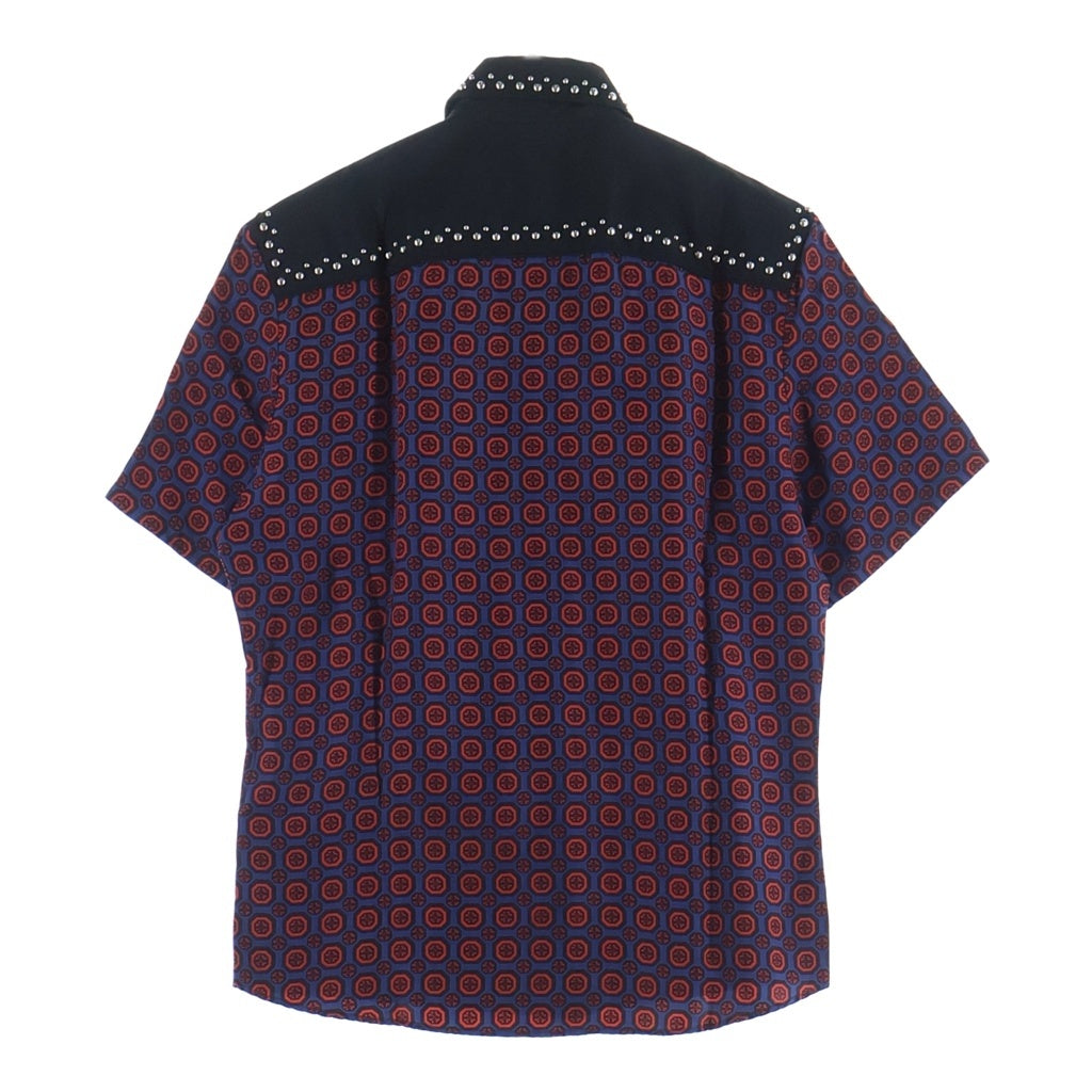 PRADA(プラダ) 12SS ARCHIVE STUDDED SHIRT USC183 アーカイブ スタッズ装飾付き 半袖シャツ ボルドー/ブラック