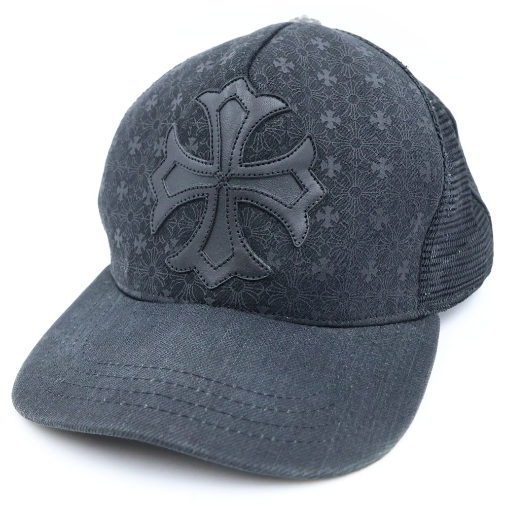 CHROME HEARTS(クロムハーツ) CHプラスパッチ 総柄デザイン トラッカーキャップ 帽子 ブラック