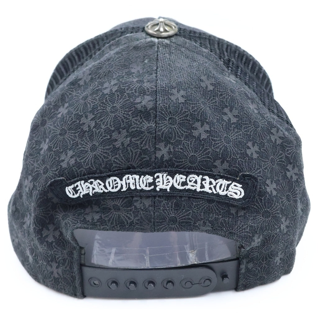 CHROME HEARTS(クロムハーツ) CHプラスパッチ 総柄デザイン トラッカーキャップ 帽子 ブラック