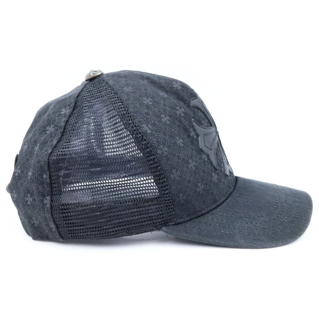 CHROME HEARTS(クロムハーツ) CHプラスパッチ 総柄デザイン トラッカーキャップ 帽子 ブラック