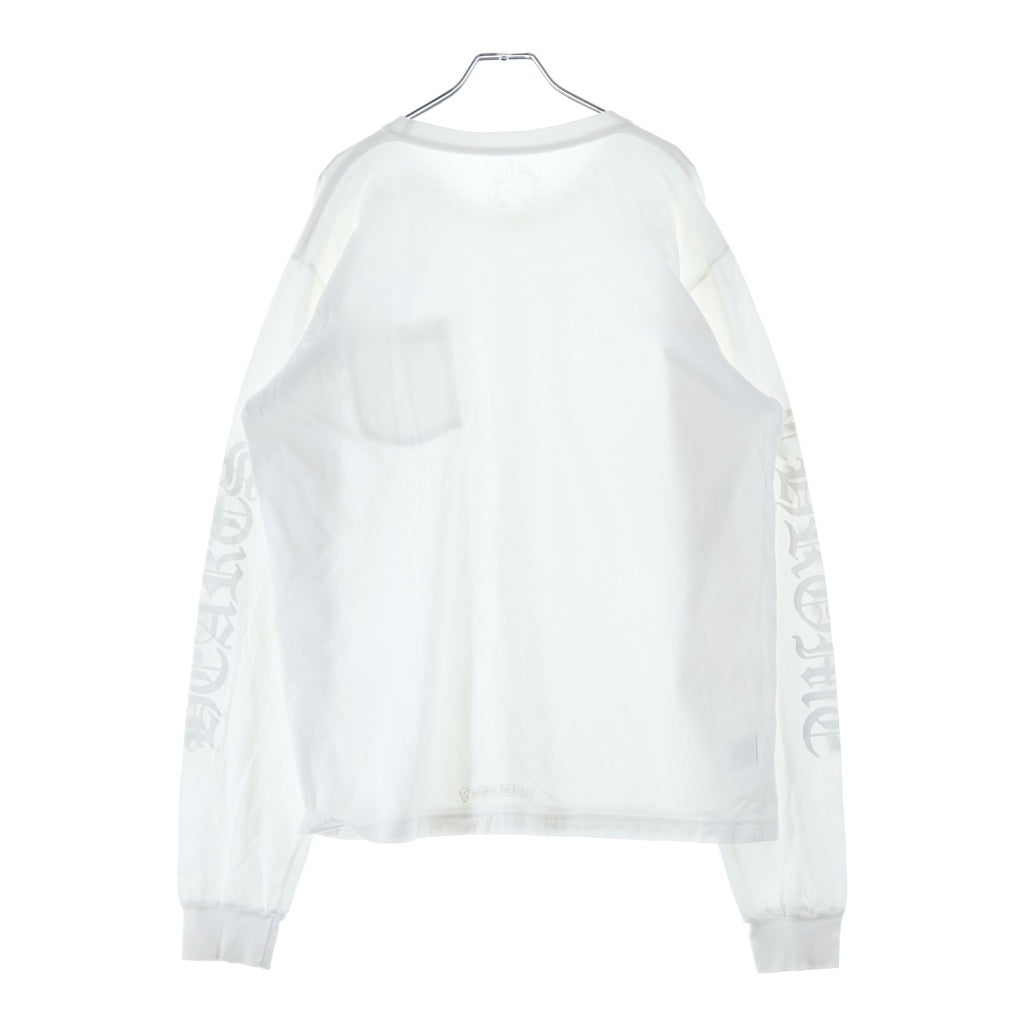 CHROME HEARTS(クロムハーツ) CH LS NECK LOGO ネックロゴプリント 袖ロゴ 長袖Tシャツ ロングスリーブカットソー ホワイト