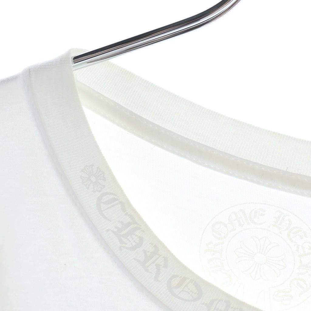 CHROME HEARTS(クロムハーツ) CH LS NECK LOGO ネックロゴプリント 袖ロゴ 長袖Tシャツ ロングスリーブカットソー ホワイト