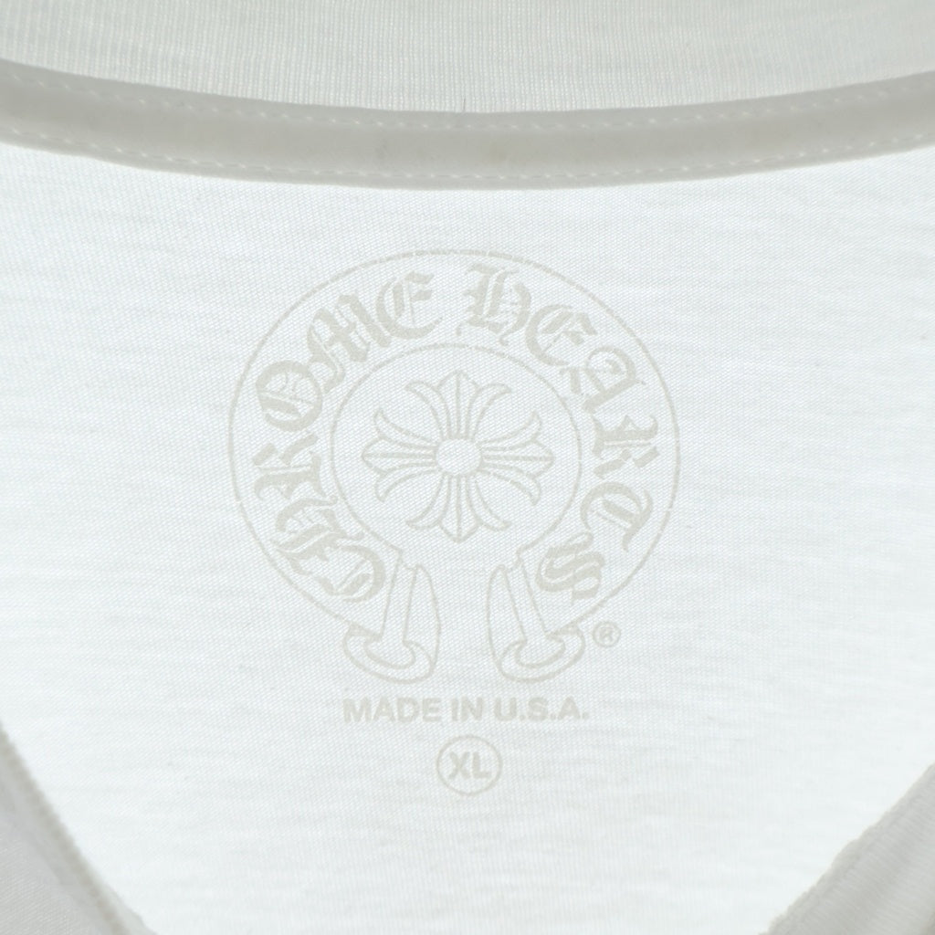 CHROME HEARTS(クロムハーツ) CH LS NECK LOGO ネックロゴプリント 袖ロゴ 長袖Tシャツ ロングスリーブカットソー ホワイト