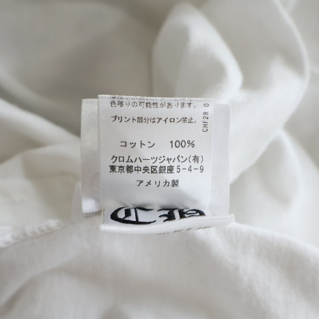CHROME HEARTS(クロムハーツ) CH LS NECK LOGO ネックロゴプリント 袖ロゴ 長袖Tシャツ ロングスリーブカットソー ホワイト