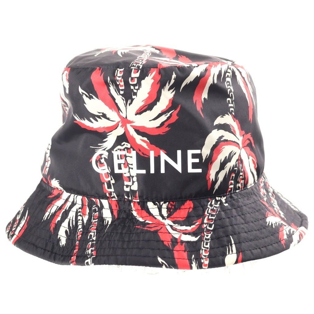 CELINE(セリーヌ) パームツリー柄 ロゴデザイン バケットハット 帽子 ブラック 2AU5B735T レディース