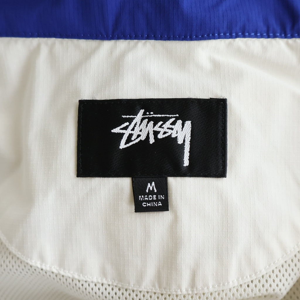 STUSSY(ステューシー) MX JACKET ロゴデザイン ジップアップ ナイロンジャケット ホワイト/ブルー