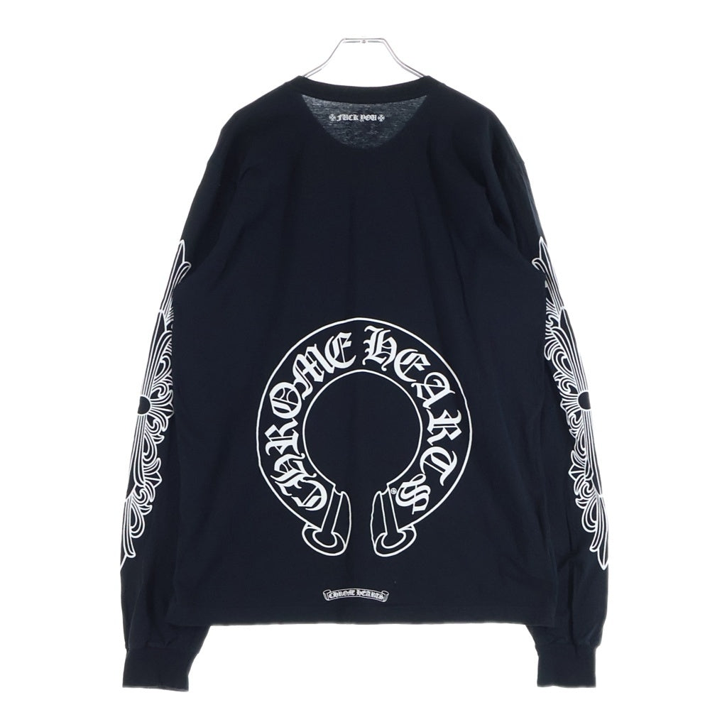 CHROME HEARTS(クロムハーツ) CH L/S T-SHIRT アームフローラル バックホースシュープリント 長袖Tシャツ ロンT ブラック