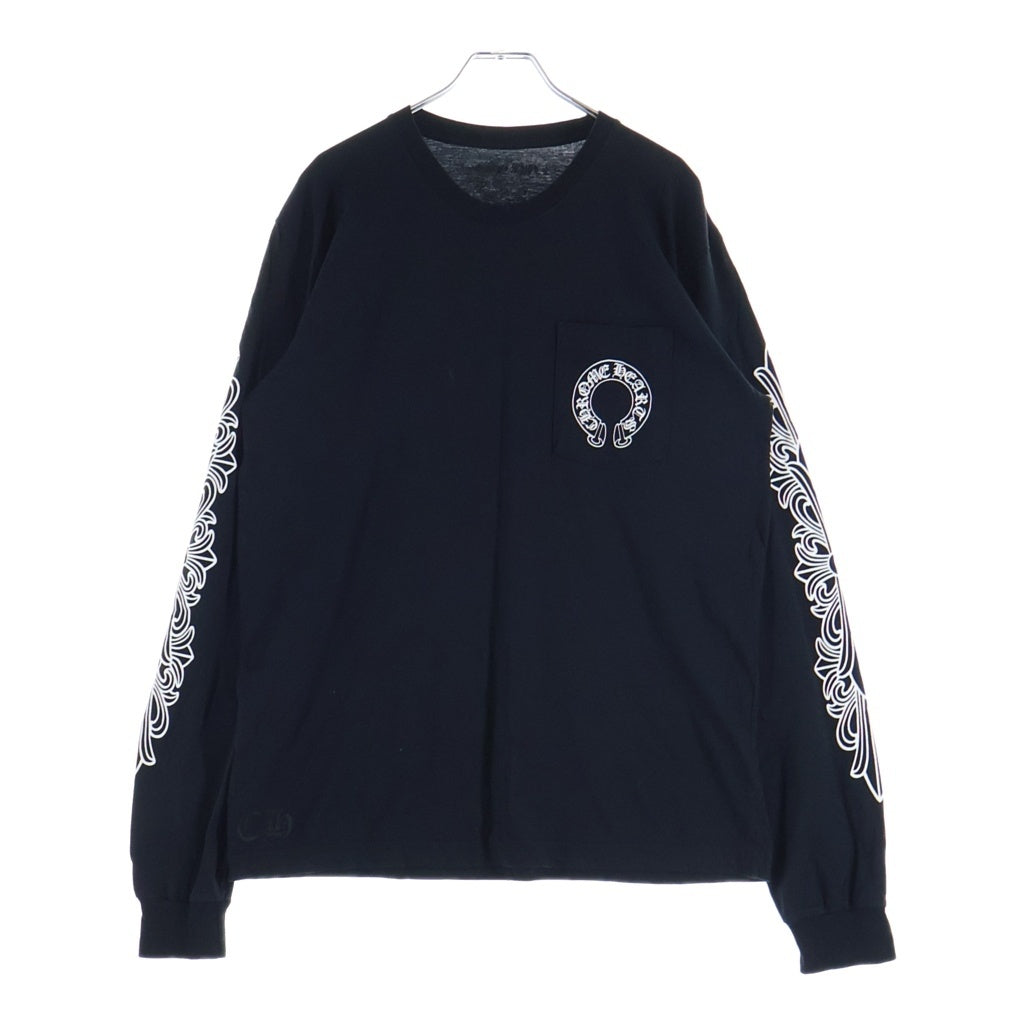 CHROME HEARTS(クロムハーツ) CH L/S T-SHIRT アームフローラル バックホースシュープリント 長袖Tシャツ ロンT ブラック