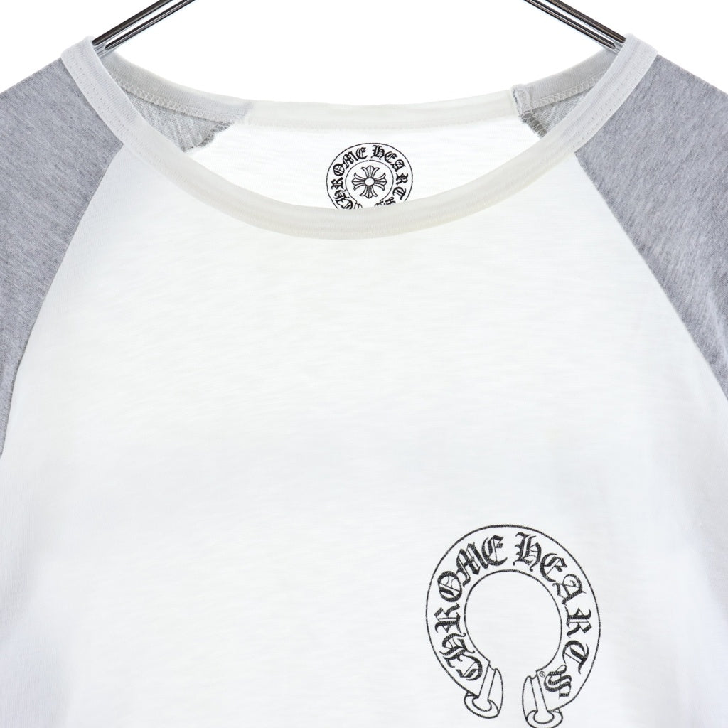 CHROME HEARTS(クロムハーツ) Horseshoe L/S Tee ラグラン ホースシュー 長袖Tシャツ カットソー ホワイト グレー
