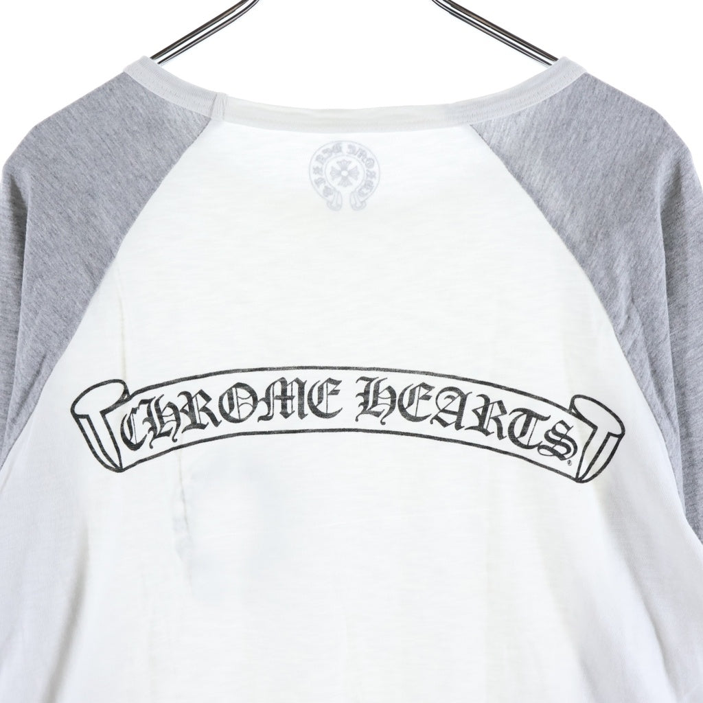 CHROME HEARTS(クロムハーツ) Horseshoe L/S Tee ラグラン ホースシュー 長袖Tシャツ カットソー ホワイト グレー