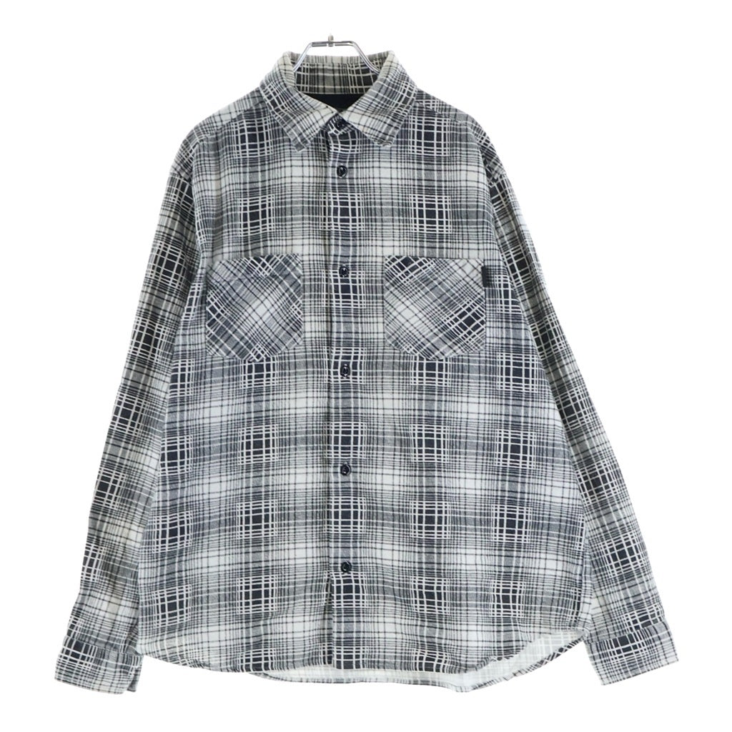 STUSSY(ステューシー) 00S OLD STUSSY オールド プリントネル長袖シャツ ブラック/ホワイト