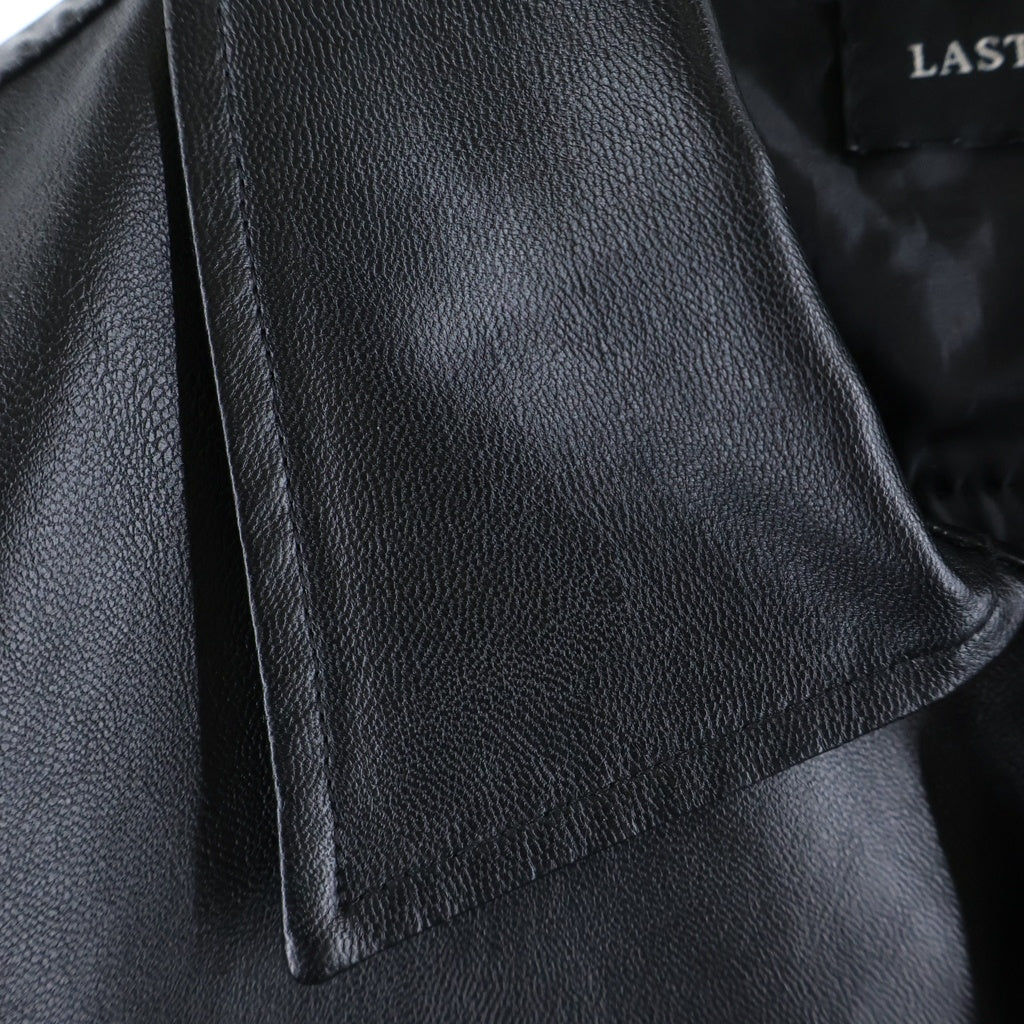 LAST NEST(ラスト ネスト) エンブロイダリーデザイン フェイクレザー半袖シャツ ブラック