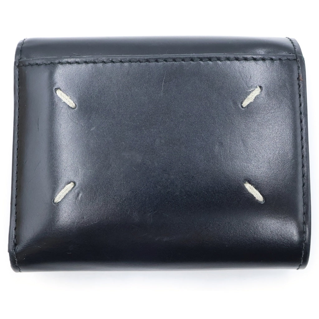 Maison Martin Margiela(メゾンマルタンマルジェラ) 4ステッチ 三つ折りレザー財布 ブラック レディース