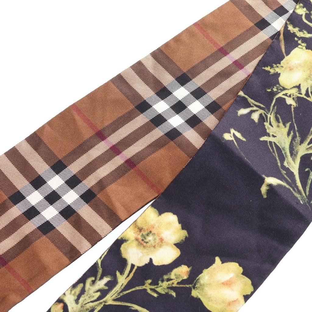 BURBERRY(バーバリー) ノバチェック柄 リバーシブル シルク スカーフ ブラウン レディース