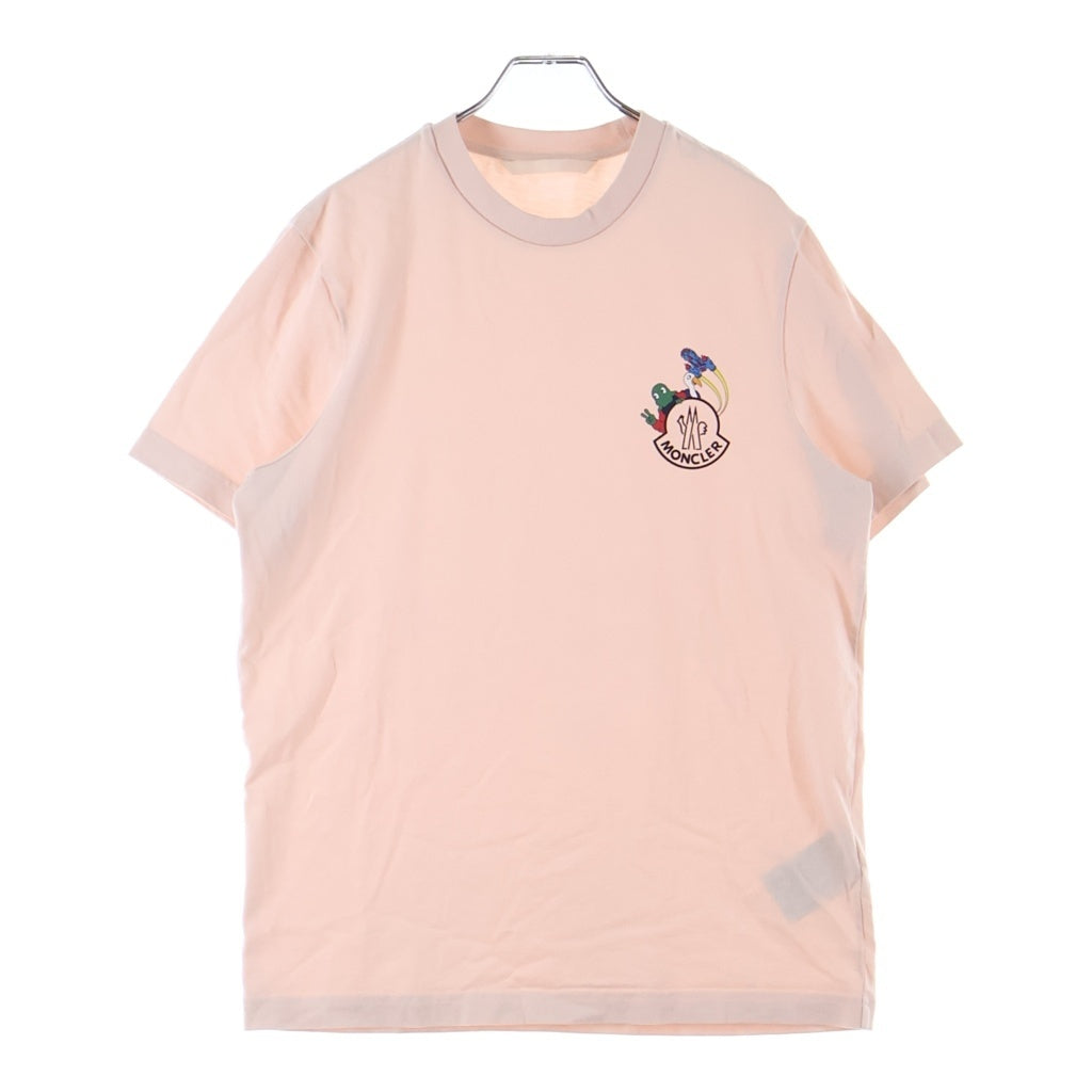 MONCLER(モンクレール) 26SS WHITE T shirt with printed logo プリントロゴデザイン クルーネック カットソー 半袖Tシャツ ピンク L10918C00065
