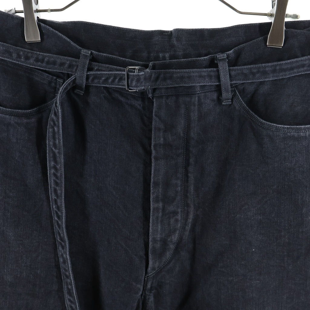 blurhms(ブラームス) 12.9oz Denim Bias Belted Pants ビアス ベルテッド デニムパンツ ブラック BHS26S012