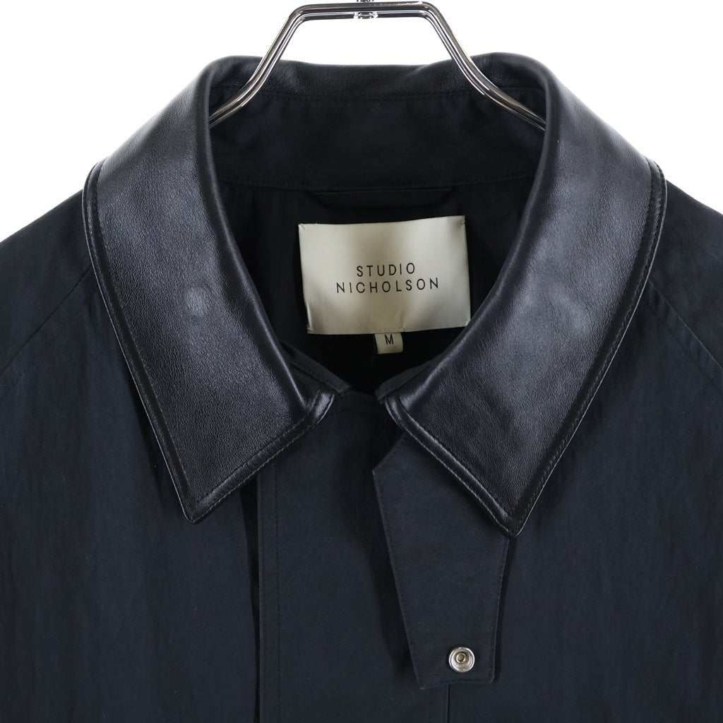 STUDIO NICHOLSON(スタジオニコルソン) DANI JACKET ダニー レザー切り替え ナイロンジャケット ブラック 51-10-652005