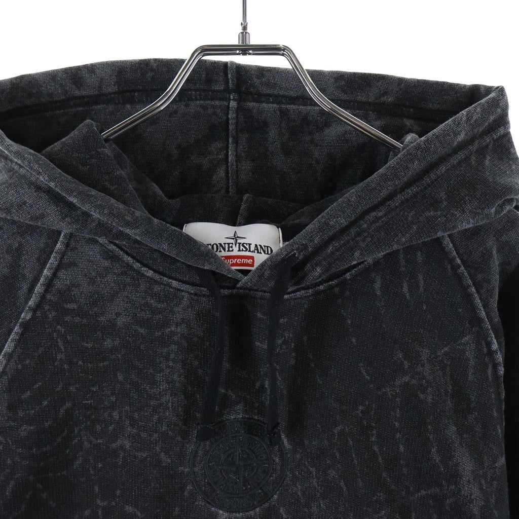STONE ISLAND(ストーンアイランド) ×Supreme 23AW Hooded Sweatshirt シュプリーム ロゴデザイン フーデッド スウェット パーカー グレー