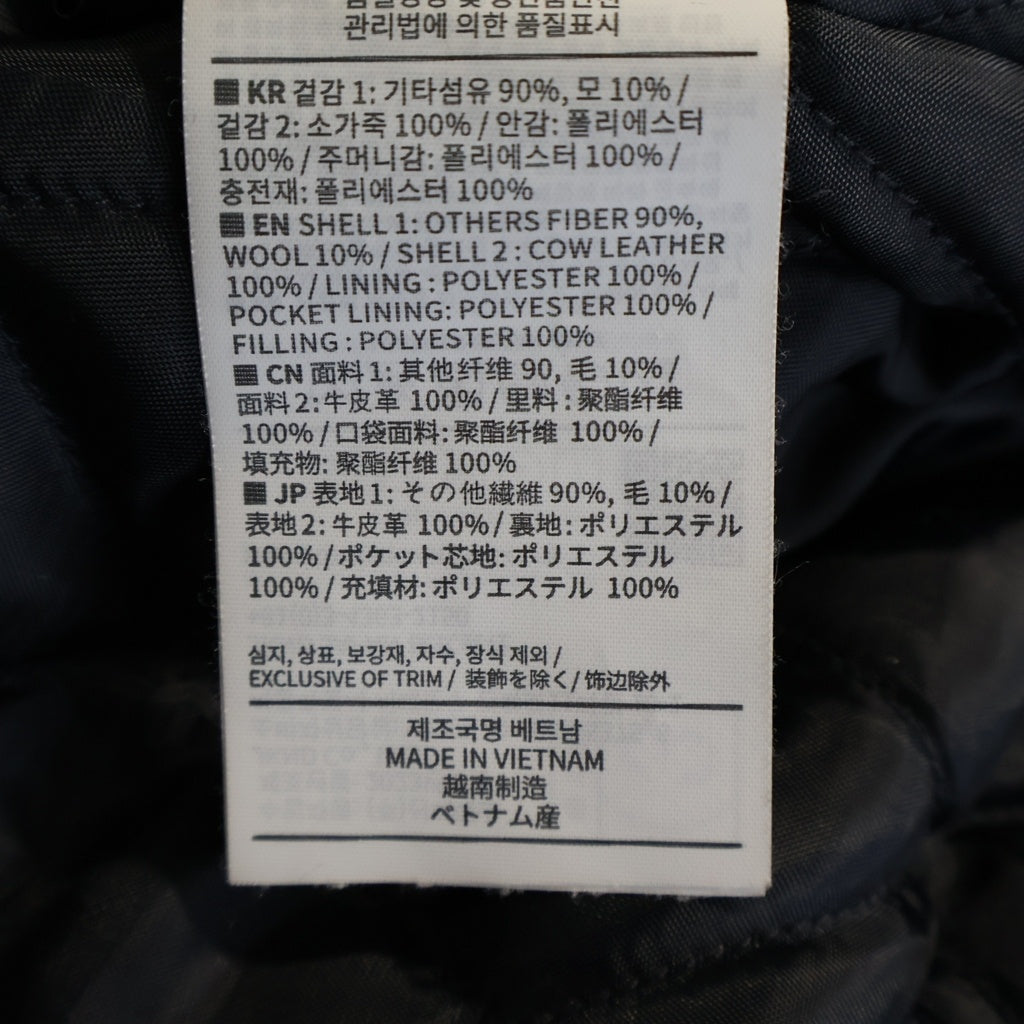 THISISNEVERTHAT(ディスイズネバーザット) STUDIUM JACKET カレッジデザイン レザー切り替え スタジアム ジャンパー ブラック