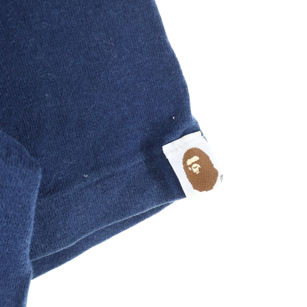 A BATHING APE(アベイシングエイプ) ラインストーン フロントプリント 半袖Tシャツ カットソー ネイビー