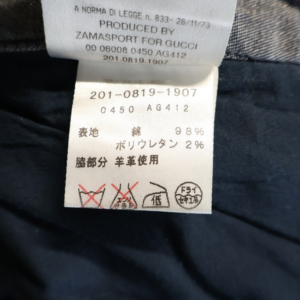 GUCCI(グッチ) サイドレザー デニムフレアパンツ インディゴ 201-0819-1907 レディース