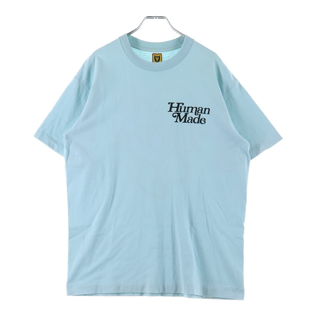 HUMAN MADE(ヒューマンメイド) ×GIRLS DONT CRY ガールズドントクライ ロゴデザイン クルーネック カットソー 半袖Tシャツ ライトブルー