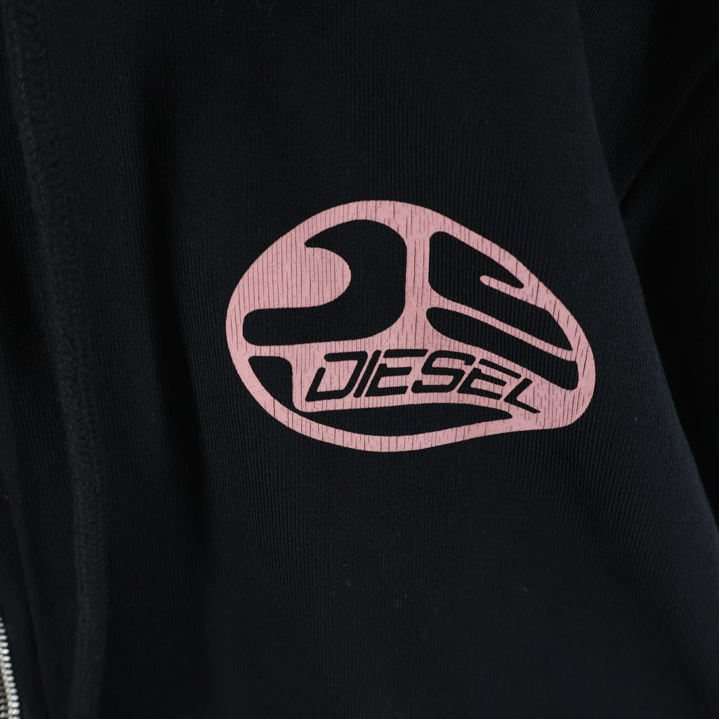 DIESEL(ディーゼル) ロゴデザイン フーデッド ジップアップ スウェット パーカー ブラック A06493