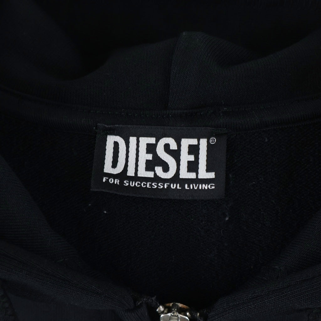 DIESEL(ディーゼル) ロゴデザイン フーデッド ジップアップ スウェット パーカー ブラック A06493