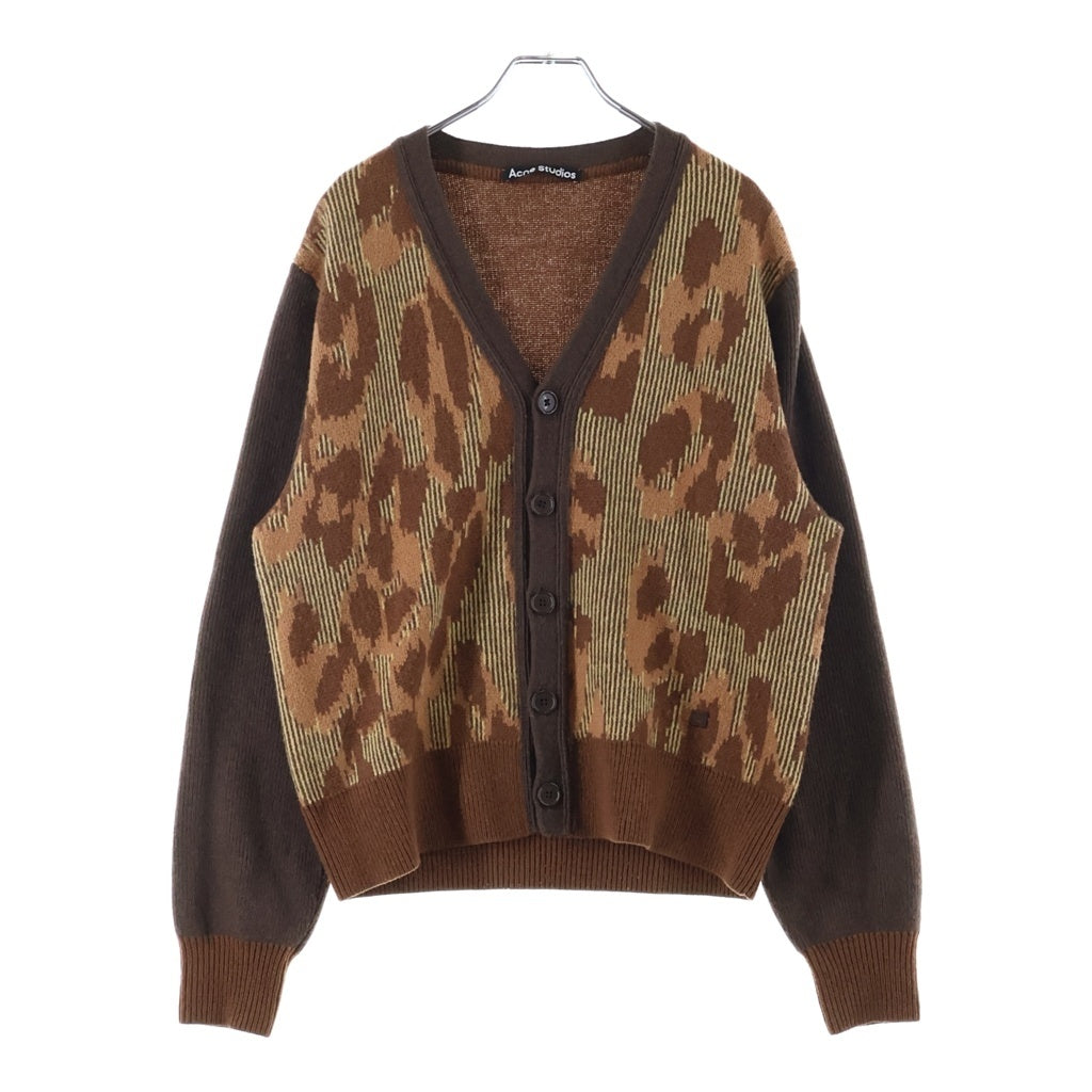 Acne Studios(アクネ ストゥディオズ) フェイスパッチ Vネックカーディガン ブラウン FA-UX-KNIT000052