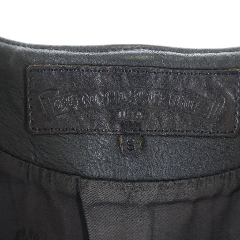 CHROME HEARTS(クロムハーツ) OLD CLASSIC 2B LTER オールド クロスボタン スクロールラベル レザーベスト ブラック