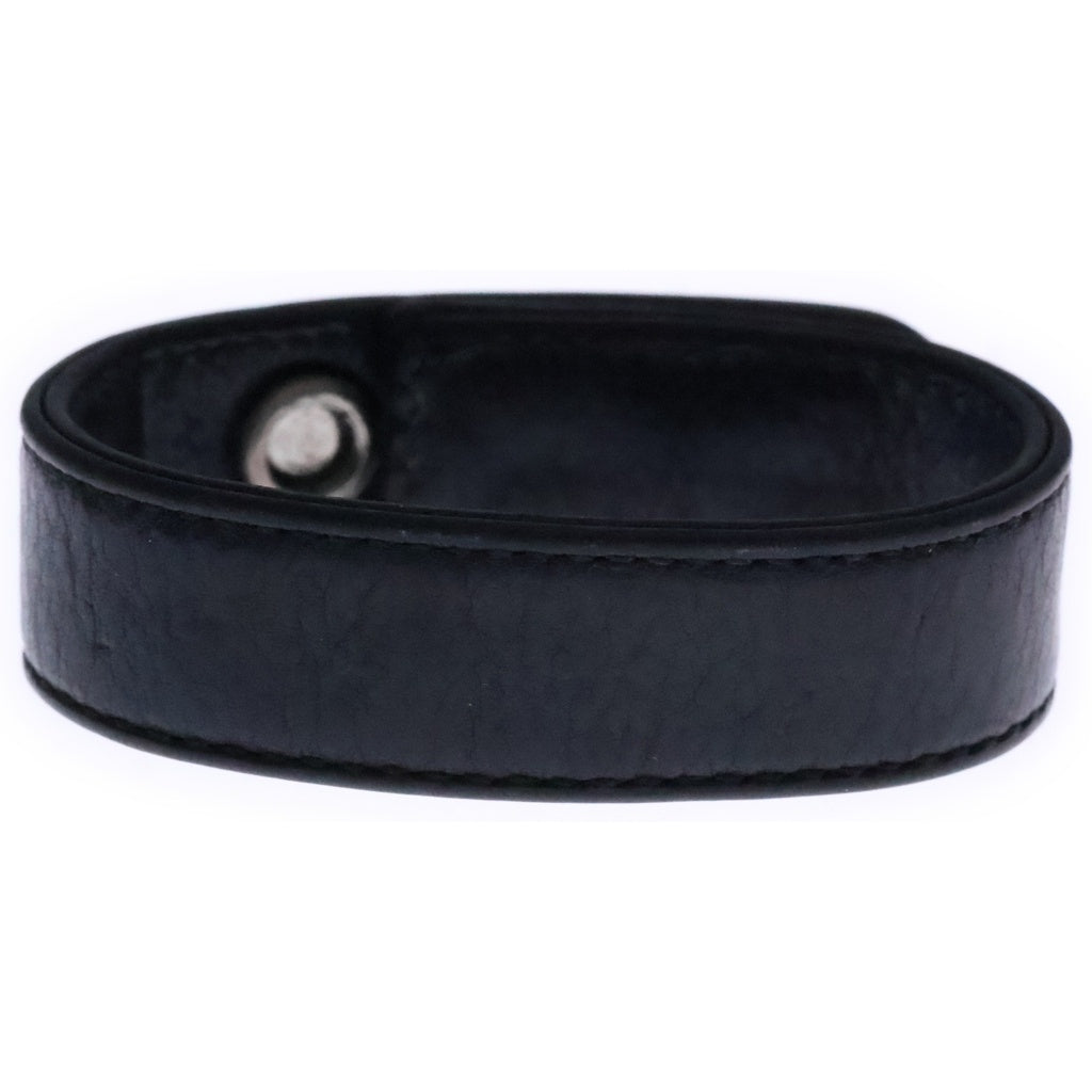 CHROME HEARTS(クロムハーツ) 3BTN 2SNP クロスボール 3ボタン2スナップ レザーブレスレット ブラック/シルバー BCA123