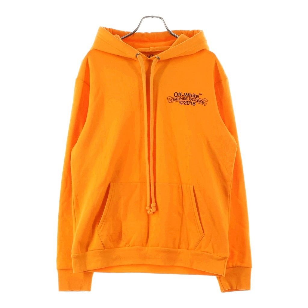 CHROME HEARTS(クロムハーツ) ×OFF HD PLVR V OFF WHITE オフホワイト ロゴプリント プルオーバーパーカー オレンジ