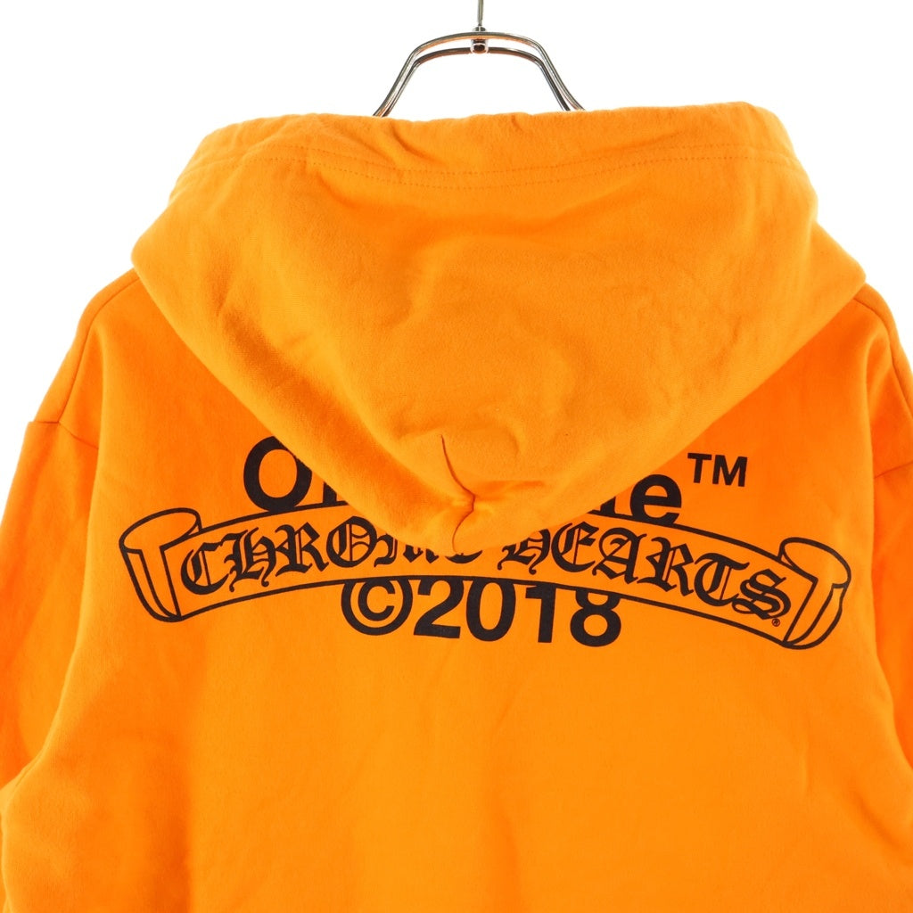 CHROME HEARTS(クロムハーツ) ×OFF HD PLVR V OFF WHITE オフホワイト ロゴプリント プルオーバーパーカー オレンジ