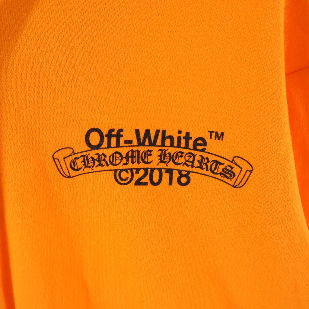 CHROME HEARTS(クロムハーツ) ×OFF HD PLVR V OFF WHITE オフホワイト ロゴプリント プルオーバーパーカー オレンジ
