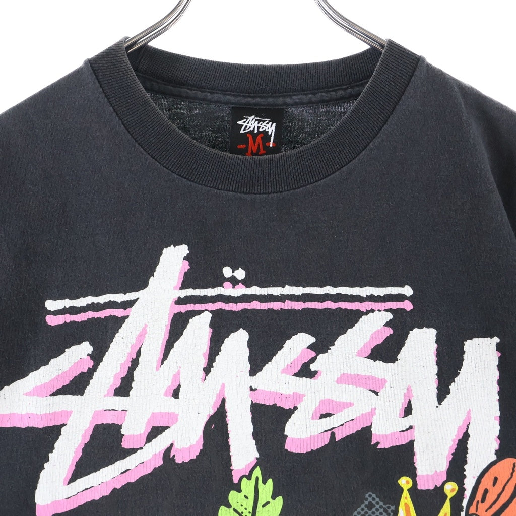 STUSSY(ステューシー) 00s VINTAGE OLD LOGO PRINT TEE メキシコ製 黒タグ 両面プリント半袖Tシャツ ブラック