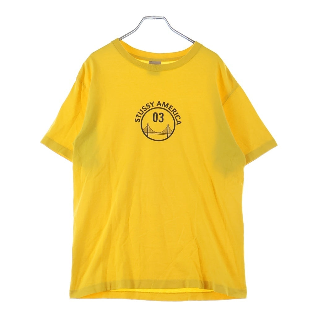 STUSSY(ステューシー) 90-00s VINTAGE OLD AMERICA03 TEE USA製 初期銀タグ ロゴプリント半袖Tシャツ イエロー