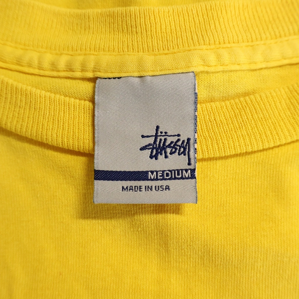 STUSSY(ステューシー) 90-00s VINTAGE OLD AMERICA03 TEE USA製 初期銀タグ ロゴプリント半袖Tシャツ イエロー