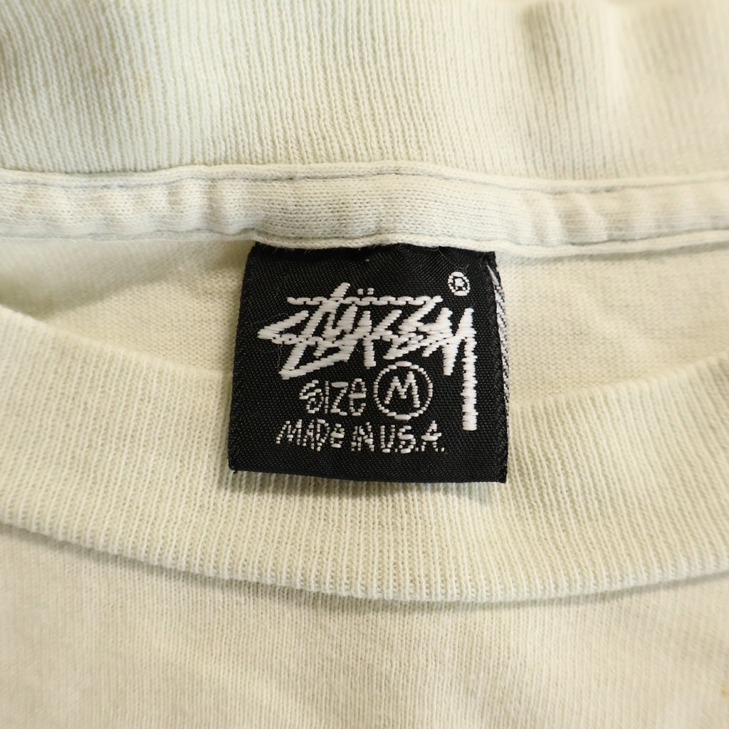 STUSSY(ステューシー) 90s VINTAGE OLD CLOVER SPADE TEE USA アメリカ製 黒タグ クローバー スペード 両面プリント半袖Tシャツ アイボリー