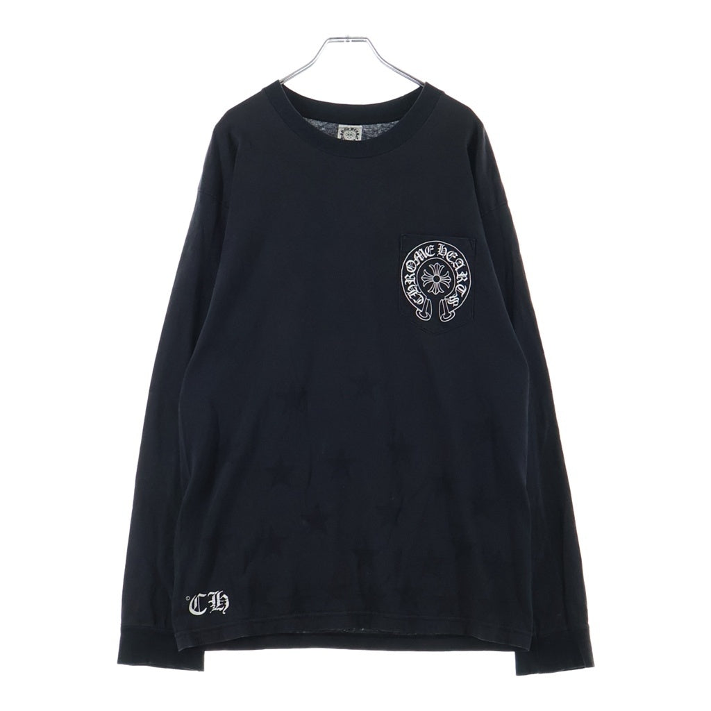 CHROME HEARTS(クロムハーツ) OLD Sleeve CH Plus Print L/S Tee オールド ホースシュー 袖CHプラスプリント長袖Tシャツ ブラック